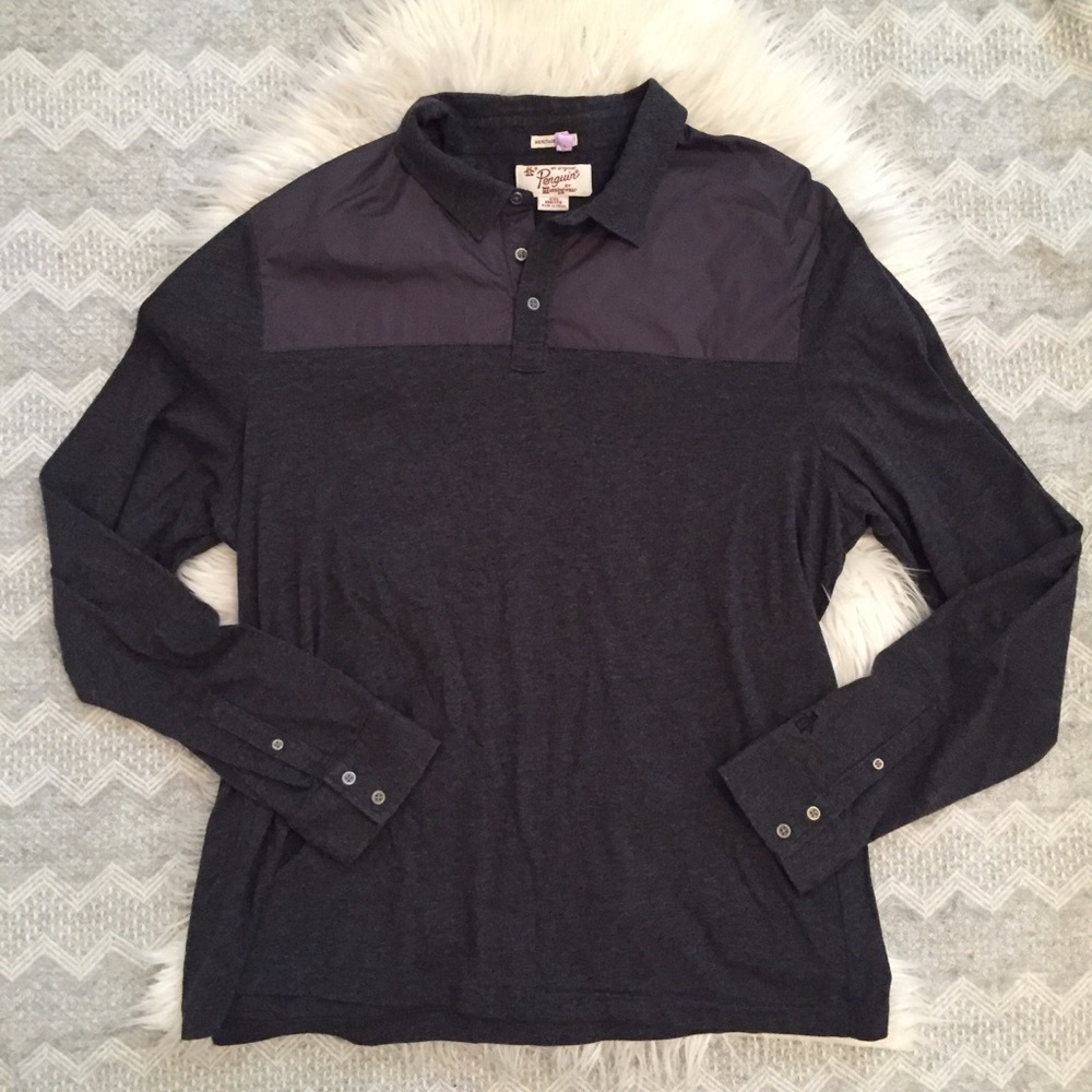 Men’s Penguin Long Sleeve Button Shirt Tee